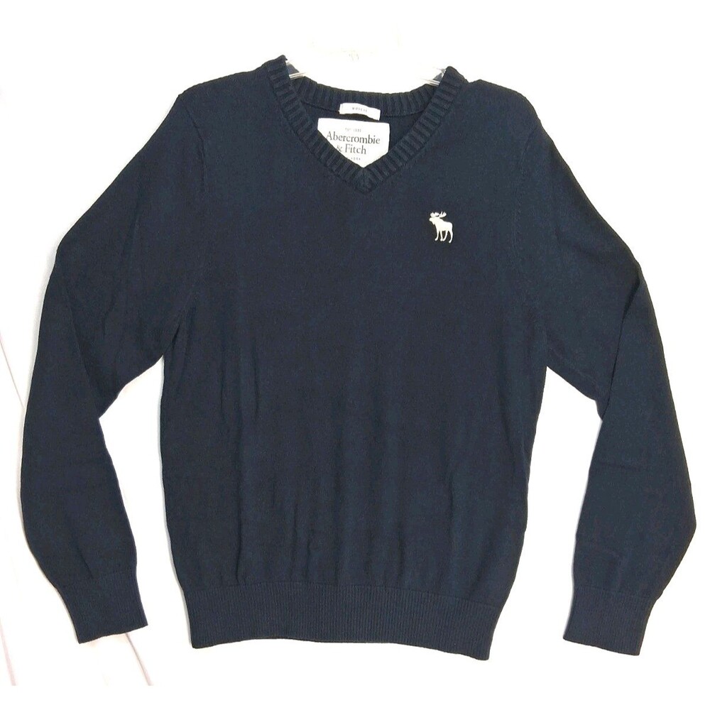 Abercrombie Dark Blue Muscle Sweater XL Mens Varsity Prep Heritage Winter Knit